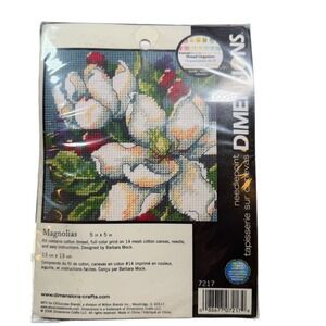 Dimensions Needlepoint Kit 5x5 White Magnolias Floral Barbara Mock 7217 New
